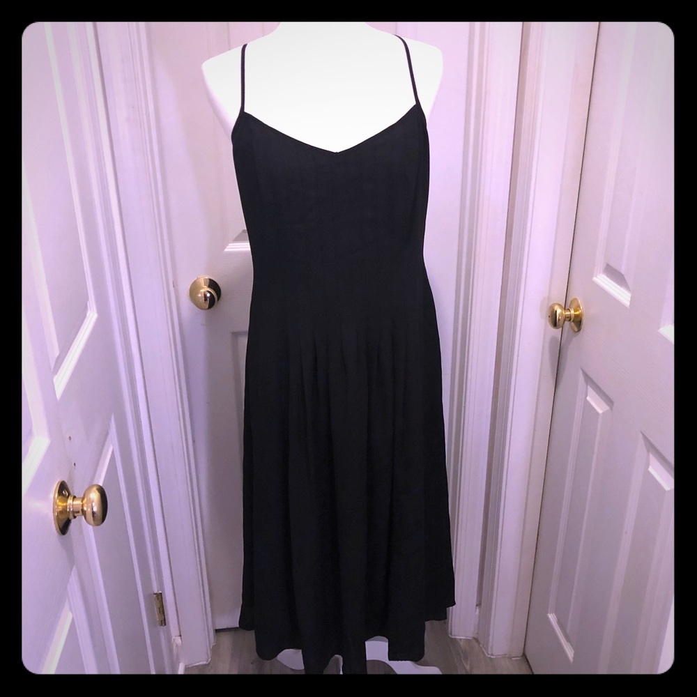 Black Pin tuck midi dress